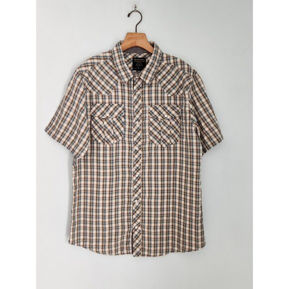 Random Access Pearl Snap Shirt Plaid Flap Pockets Cowboy Western Mens XL - Picture 6 of 14